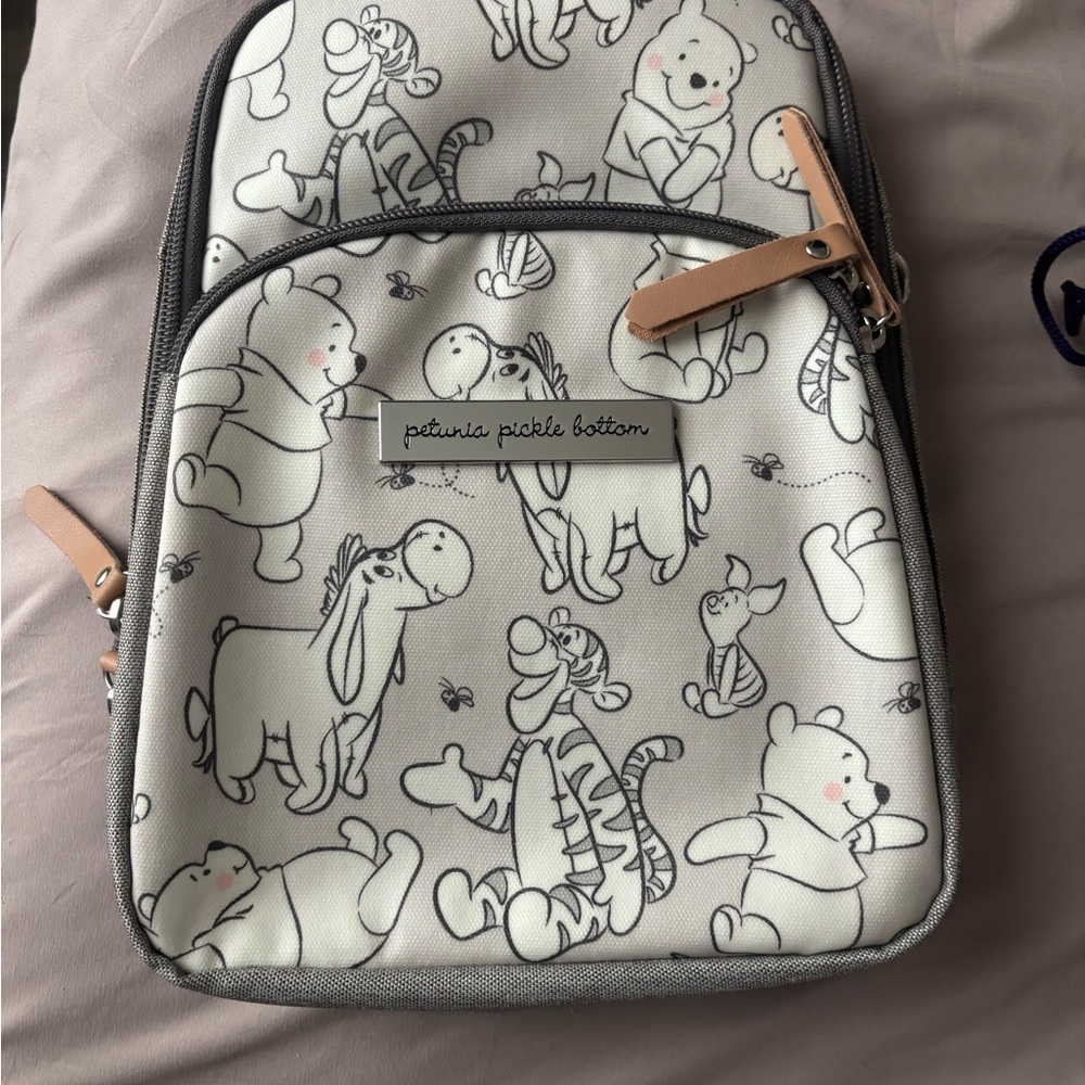 Disney Baby Teal and Gray Gingham Lined Backpack